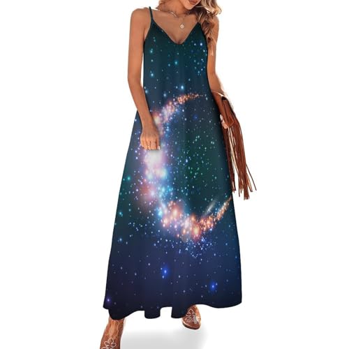 Robe longue femme été sans manches style Lune Lumineuse pour la plage