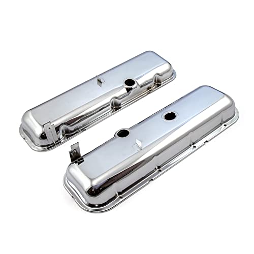 Speedmaster PCE314.1055 Compatible with Chevy BBC 454 STD Style Chrome Valve Covers - Short w/Baffled Hole