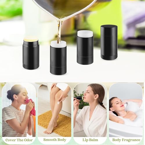 10 Pcs 30ml Empty Deodorant Containers Twist Up Filling Stick Plastic Deodorant Container Refillable Deodorant Bottles Round Lip Balm Tubes for Homemade DIY Lipstick Crayon Chapstick(Black)4