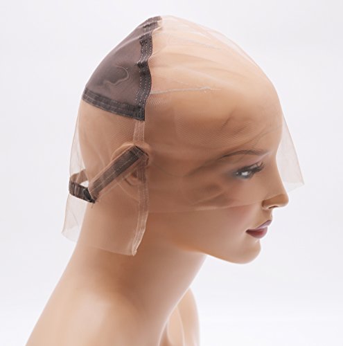 Fantasy Beauty DIY Wig Cap Glueless Full Lace Wig Cap with Ear to Ear Stretch and Adjustable Straps (Full Lace Cap, Medium Color and Size)