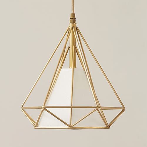 Mjsdjof Bedside Pendant Ceiling Lamp, Creative Diamond Wire Cage Design Hanging Lights Single Head E27 Lamp Holder Lighting Fitting, Height Adjustable Suspension Wire Lights