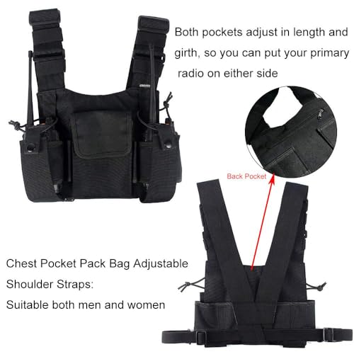 Croogo BDB01-1 Chest Rig Walkie Talkie Vest Universal Hands Free Two Way Radio Front Pack Pouch Hiphop/Harness Bag thumb #5