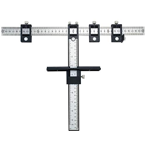 Cabinet Hardware Jig Adjustable Power Tool Punch Locator, Aluminum Alloy Template Wood Drilling Dowelling Guide for Handle Knob Pull Installation of Door and Drawer (Black plastic)