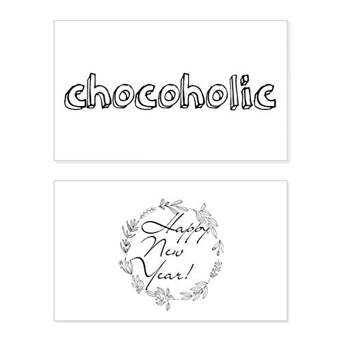 Tarjeta de felicitación de Año Nuevo Chocoholic con texto en inglés para fiestas