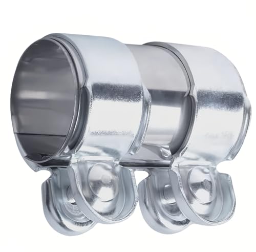 Auspuffschelle Edelstahl Rohrverbinder Ø50 55 60mm Auspuff Schellen Klemmen mit Doppelschelle Abgasanlage Universal 95 mm Länge (Ø 55mm / L: 95mm)