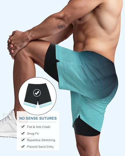 American Trends Men's Swim Trunks Board Shorts Quick Dry Mens Swimming Trunks with Compression Liner4