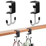 Larrel 2 Stück Tischhaken zum Klemmen, Verstellbare Handtaschenhalter aus Aluminium, Robuster Taschenhalter und Kopfhörerständer für Schreibtisch, Multifunktional für Handtaschen und Rucksäcke