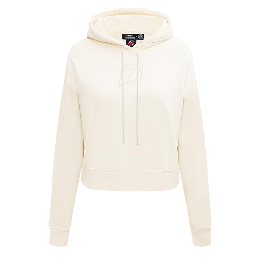 Sudadera NHL Pro Standard para mujer color cáscara de huevo talla L con diseño cropped moderno 5