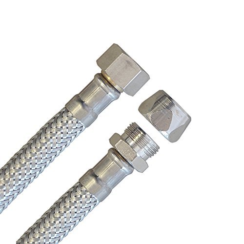 H2O-Flex® Panzerschlauch 3/8'ÜM x 10mm Quetsch, Flexschlauch DN8 für Sanitär mit Trinkwasserzulassung, 15cm-2m