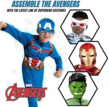 Jazwares Costume Play JWC0703LG Marvel Captain America Official Youth Value Costume - Full-Bodied Fabric Jumpsuit With High-Resolution Printed Design And Plastic Half Mask thumb #5