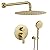 Brushed Gold Shower System with Rain Shower and Handheld, High Pressure 10 Inch Gold Shower Faucets Sets Complete with Brass Shower Valve and Trim Kit