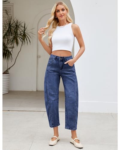 LookbookStore Barrel Jeans Women High Rise Womens Pants Trendy Light Wash Jeans Women Classic Blue Size X-Small Size 0 2 - image 6