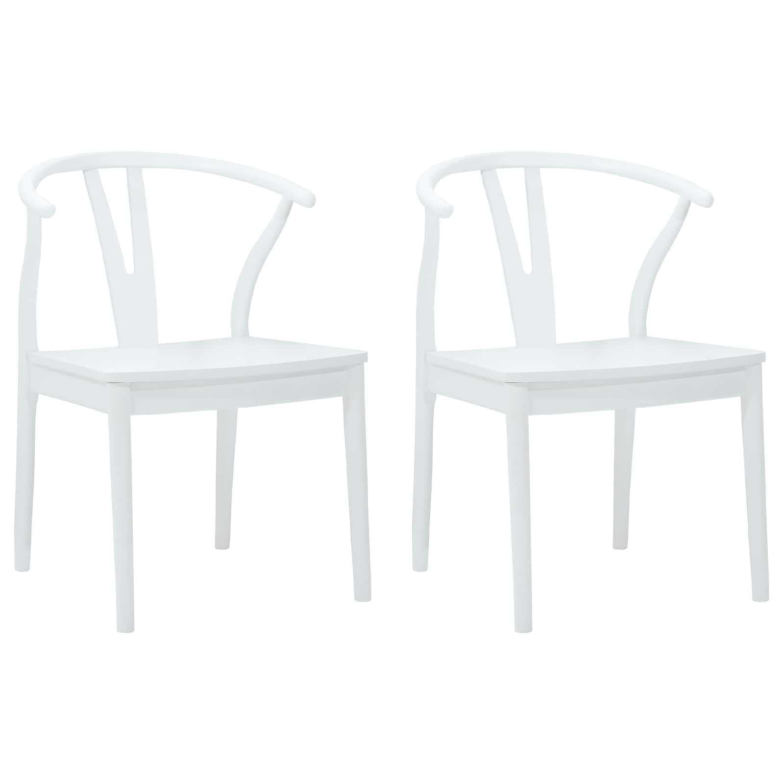 Generico Sedia da Pranzo 2 PCS Bianco e Bianco Legno di Gomma Solido,Mobili,Sedie,Sedie per Cucina e Sala da Pranzo,Bianco,10.6 kg,42020417