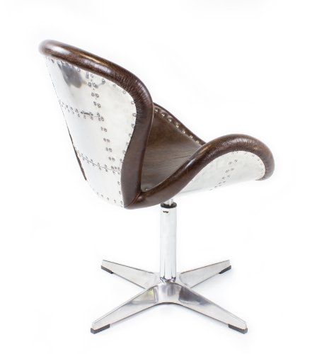 Vintage Echtleder Sessel Retro Ledersessel Braun Design Drehsessel Lounge Clubsessel Möbel NEU 437 - 3