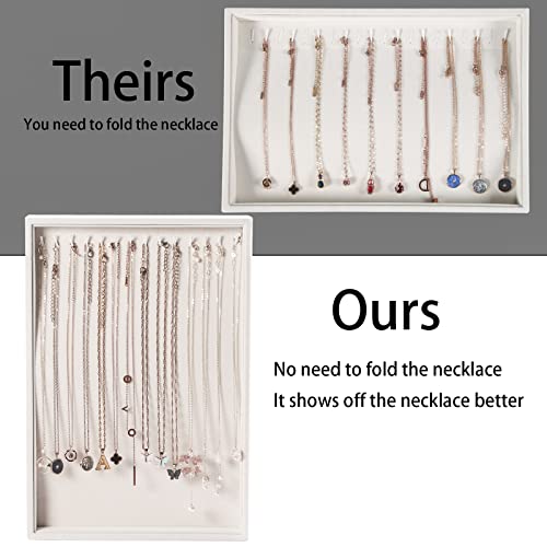 Pangkeep 14 Hooks Necklace Holder Organizer Tray,Beige Velvet Necklace Storage Jewelry Displays For Selling. #TOP1