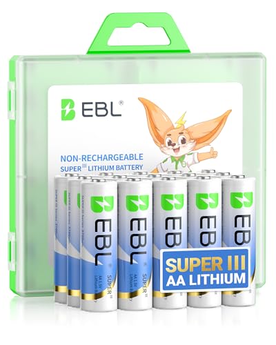 EBL Lithium AA Batteries 12 Pack, Longest Lasting 3700mAh 1.5V Non-Rechargeable, Upgraded Super Ⅲ...