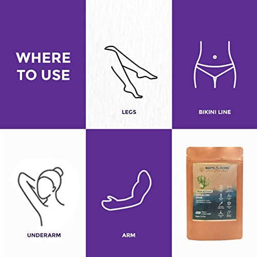 Roots And Herbs Vegan Hair Removal - Neem And Fennel Depilatory Mask - Men And Women's Facial Hair Removal For Sensitive Skin, Organic Hair Remover, Pubic, Bikini, Leg Mask, Powder Waxing (2.47 Ounce) #TOP4
