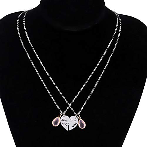 UJIMS Aunt and Niece Heart Matching Necklace Set - Auntie Niece Jewelry for Her Birthday Gift or Nephew Gift4