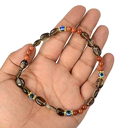 Crystu Natural Smoky Quartz, Goldstone Brown, Evil Eye Anklet Mix Combination Crystal Stone Anklet (Color : Multi) - Image 5