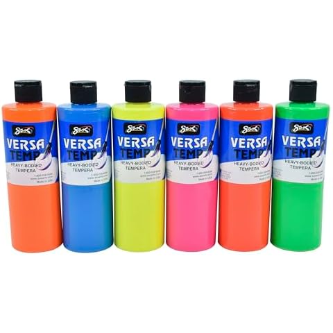 Sax Versatemp Tempera Paints, Assorted Fluorescent Colors, 6 Count (Pack of 1)- 1440727 Cover