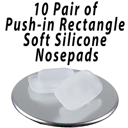 Gms Optical Soft Silicone Push-In Rectangle Nose Pads For Glasses, Sunglasses, And Eye Wear -11Mm (10 Pair) #TOP5