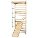 VEVOR Swedish Wall Gym, 15-Level 5 in 1 Wooden Indoor Jungle Gym, 220 lbs Load Capacity Playground Climbing Toys with Pull-Up Bar, Gymnastic Rings, Wall Ladder, Rope Ladder, and Slide Board