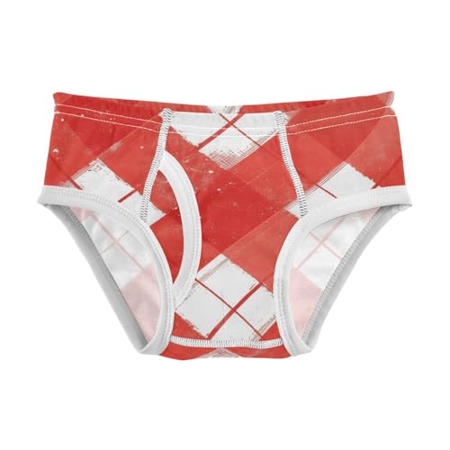 KLL Red & White Checked Christmas Little Boys Comfort Nighttime Underwear Breathable Undies