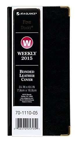 AT-A-GLANCE Weekly and Monthly Pocket Planner 2015, 3.13 x 6.63 Inch Page Size, Black Leather (70-1110-05)
