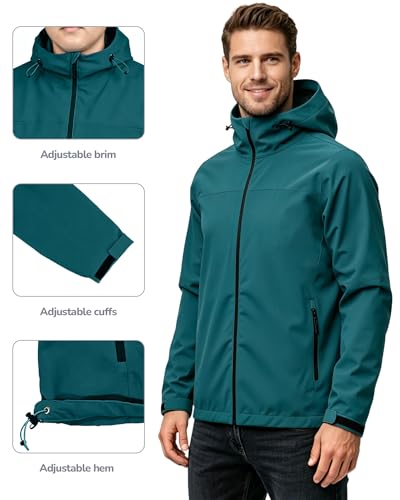 ACCNUO Men's Packable Rain Jacket Waterproof Lightweight Rain Coat with Hood,Breathable Mens Windbreaker for Outdoor Sports — view 3