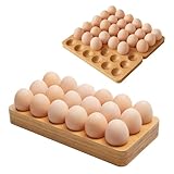 Faltbarer Eierhalter aus Holz, Bambus-Eierkorb zum Sammeln von frischen Eiern, rustikale Kücheneiaufbewahrung für Kühlschrank, stapelbar für 36 Eier