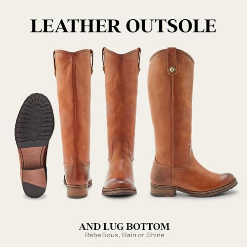 Image of Frye Melissa Button 2 Equestrian-Inspired Tall Boots for Women Made from Hard-Wearing Vintage Leather with Antique Metal Hardware and Leather Outsole - 15 inch Shaft Height