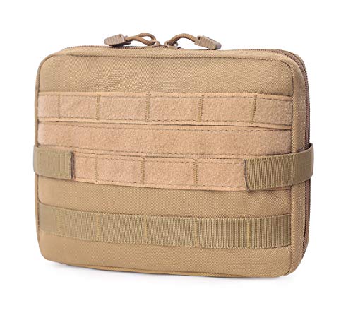 Zeato Tactical Security Multipurpose MOLLE Pouch Admin Gadget Utility Organizer EDC EMT First Aid Tools Bag on Vest or Backpack for Outdoor Hunting Hiking Camping - Tan