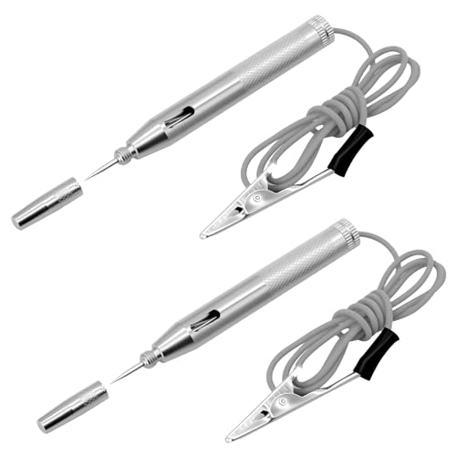 2 tester di tensione per auto, 6 V12 V, 24 V, tester di corrente con morsetto a coccodrillo, per auto e moto, argento