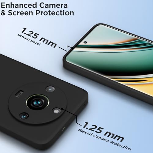 Image of Outlouders Back Cover for Realme 11 Pro / 11 Pro Plus 5G / Narzo 60 Pro 5G | Camera Protection | Durable Soft Matte Silicone Bumper Case (Black)