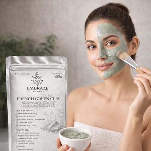 Image of French Green Clay Powder for Skin Care | Natural Mineral Clay Face Pack for Acne, Oil Control & Deep Cleansing | 100g