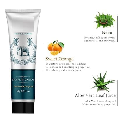 DT Sandalwood & Orange Peel Shaving Cream for Men Ayurvedic and Natural Shaving Cream For Smooth Razor Glide 60 g
