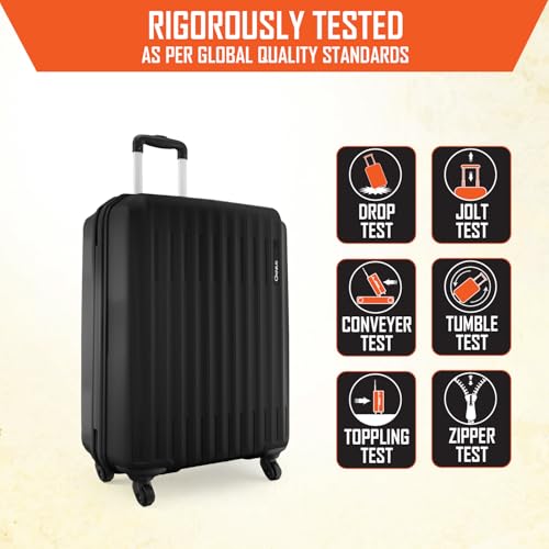 Image of Safari Cabin Genius Alley 55cm Trolley Bag Hard Case Polypropylene, 4 Spinner Wheels, 360 Degree Wheeling Carry on Luggage, Travel Bag, Suitcase for Travel, Trolley Bags for Travel, Black