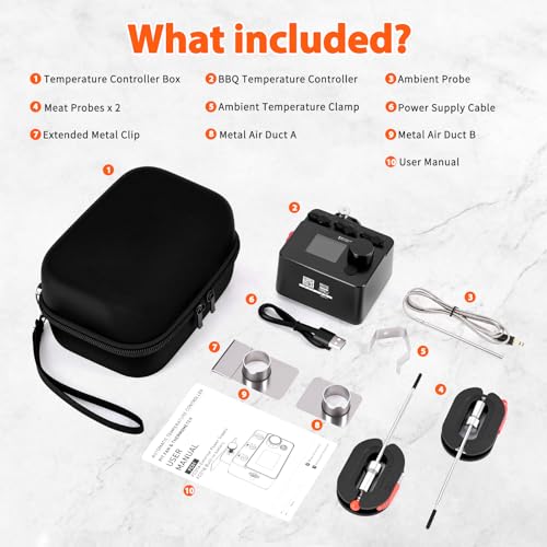 Image of Bluetooth BBQ Temperature Controller, Automatic Smoker Fan with LCD Screen