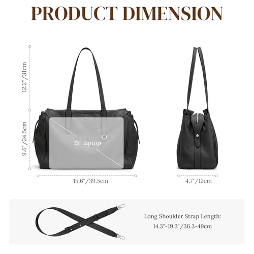 S-ZONE Leather Tote Bag for Women Large Shoulder Bags Crossbody Handbag Work Purse Travel Trip3