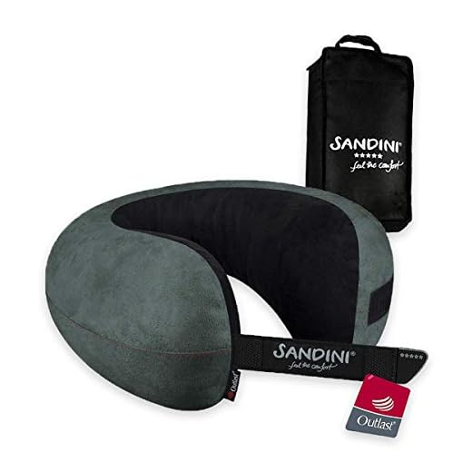 SANDINI TravelFix Outlast – Premium Reisekissen Made in EU/Nackenkissen mit ergonomischer Stützfunktion und Temperaturausgleich – Gratis Transporttasche mit Befestigungs-Clip - Made in EU
