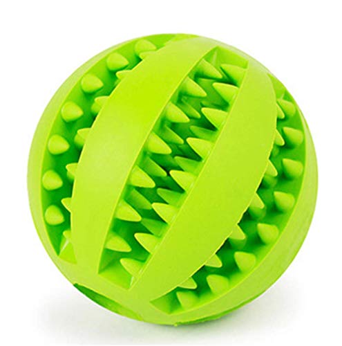 BonitaTShop Pet Dog Toys Interactive Natural Rubber Ball Puppy Chew Toy Food Dispenser Ball Bite-Resistant Clean Teeth Pet Playing Balls (M (Diameter 2.75inc), Green)