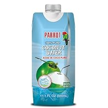 Parrot 100% Pure coconut water 11.10 fl oz 100% Juice Refreshing Coconut Taste Natural Essential Plant Based Non-GMO Electrolytes Antioxidant Low Calorie HydratingPack of 12