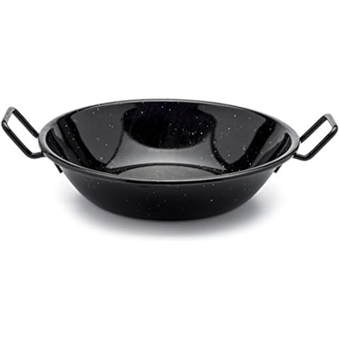 Zinel 4502 Pan Kadai/Wok with Handles, Enamel, Black/White Dots, 22cm Cover