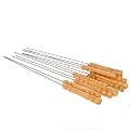 Utoolmart Barbecue Skewers Round Stainless Steel Barbecue String with Wooden Handle BBQ Stick Needles Outdoor Camping Cooking Tools 12pcs