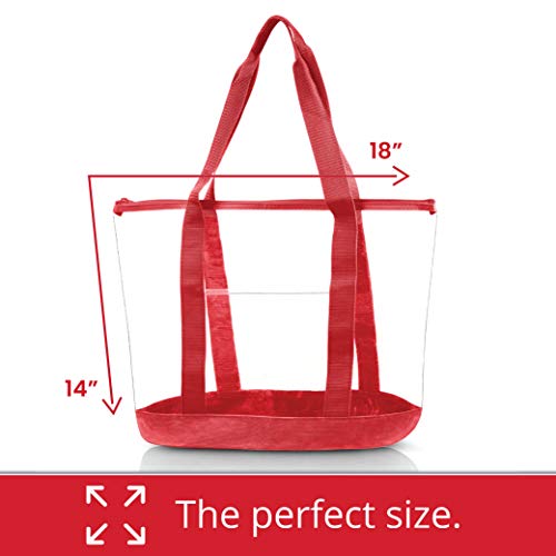 [Pack Of 2] Clear Tote Bags For Work, Beach, Stadium, Security Approved With Zipper Closure #TOP5