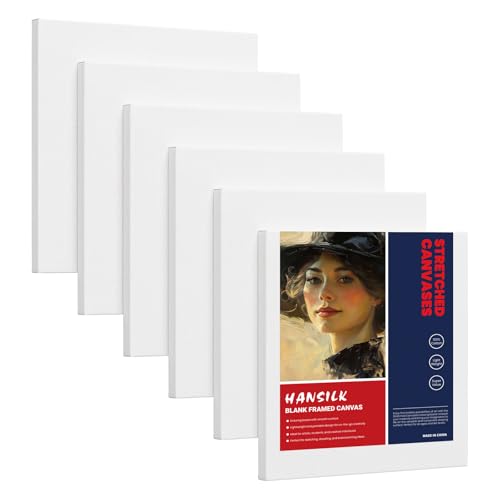 12 Pack Stretched Canvas for Painting - 100% Cotton Primed White Artist Canvases 12x12 Inch, Blank Canvas Panels for Acrylic, Oil, Watercolor Paint - Professional Art Supplies