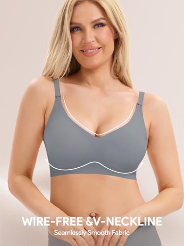 Image of Angelhood 3 Pack Nursing Bras for Breastfeeding Seamless Pregnancy Maternity Bra Wireless Sleep Bralette with Extenders