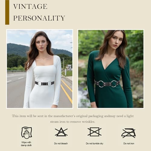 Ladies' Punk Style Eyelet Y2K Leather Belts with Metal Link Tassels Adjustable Clasps Garter Straps Harness3