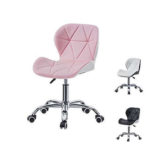 CLIPOP Schreibtischstuhl Rosa Weiß Mischfarbe Ergonomischer Drehstuhl mit Rollen Gepolsterter Computerstuhl Drehstuhl für Home Office Möbel (Rosa+Weiß) Cover