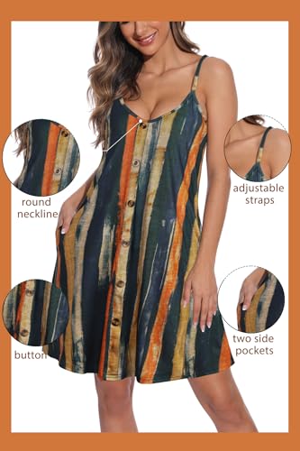 Image of JOELLYUS Summer Dresses for Women Spaghetti Strap Button Down Casual Sundress Beach Cover Up Dress with Pockets 2026